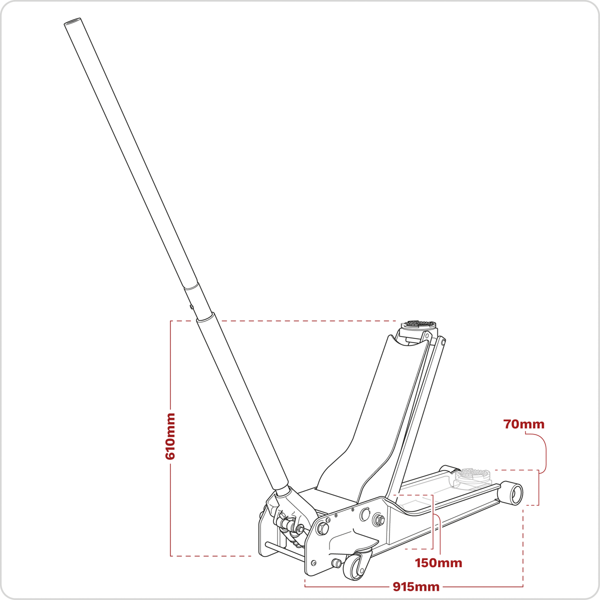 Low Profile Long Reach Rocket Lift Trolley Jack 1.5 Tonne