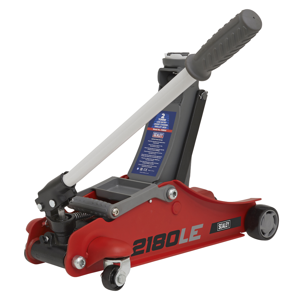 180° Handle Low Profile Short Chassis Trolley Jack 2 Tonne - Red