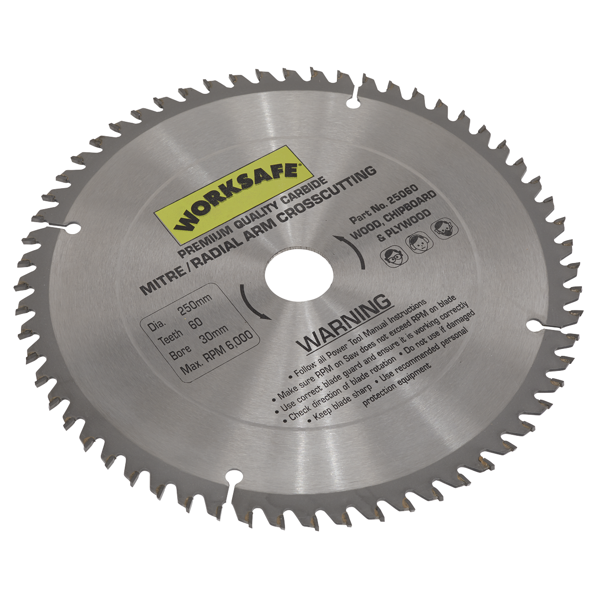 Worksafe® TCT Saw Blade 250 x 30mm 60tpu