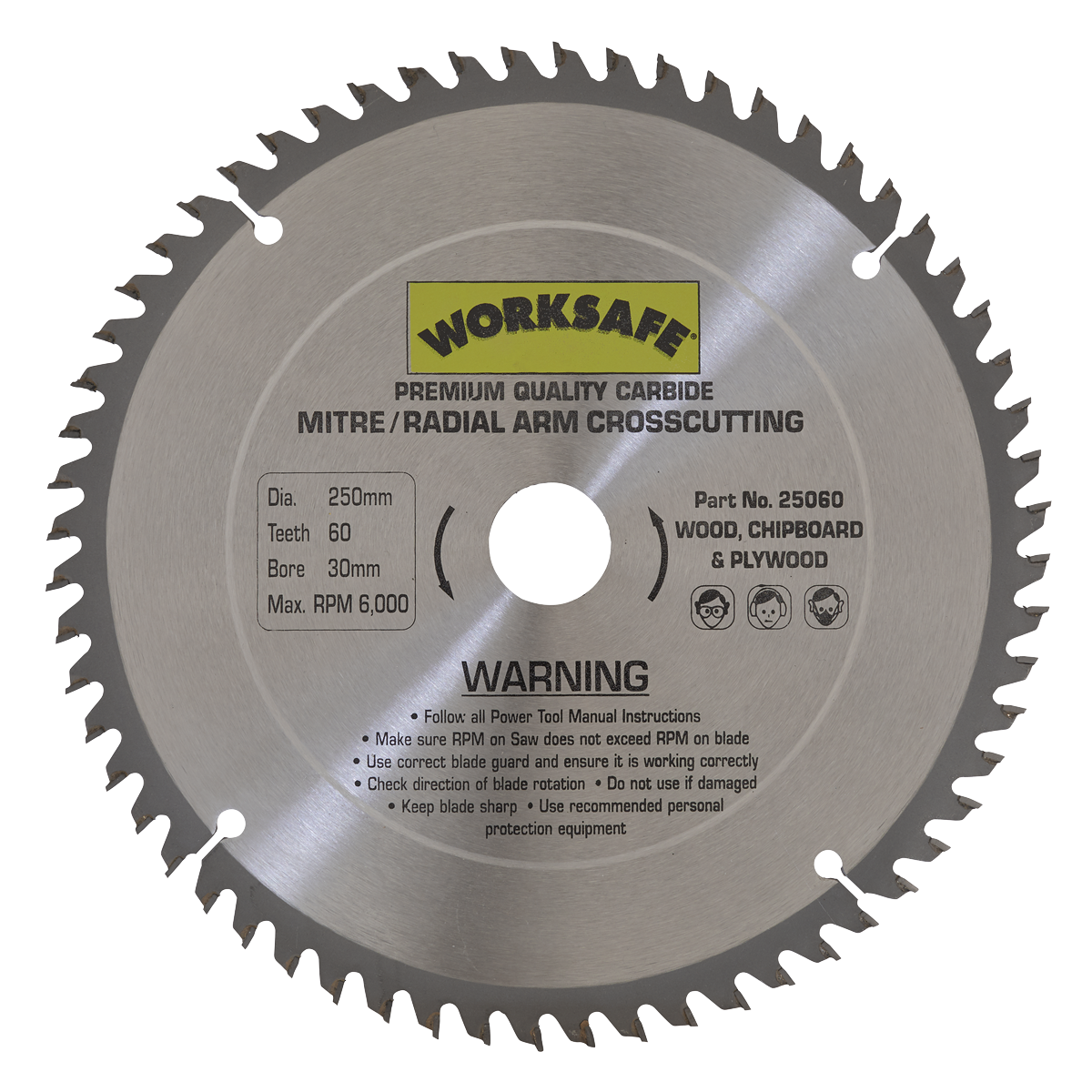 Worksafe® TCT Saw Blade 250 x 30mm 60tpu