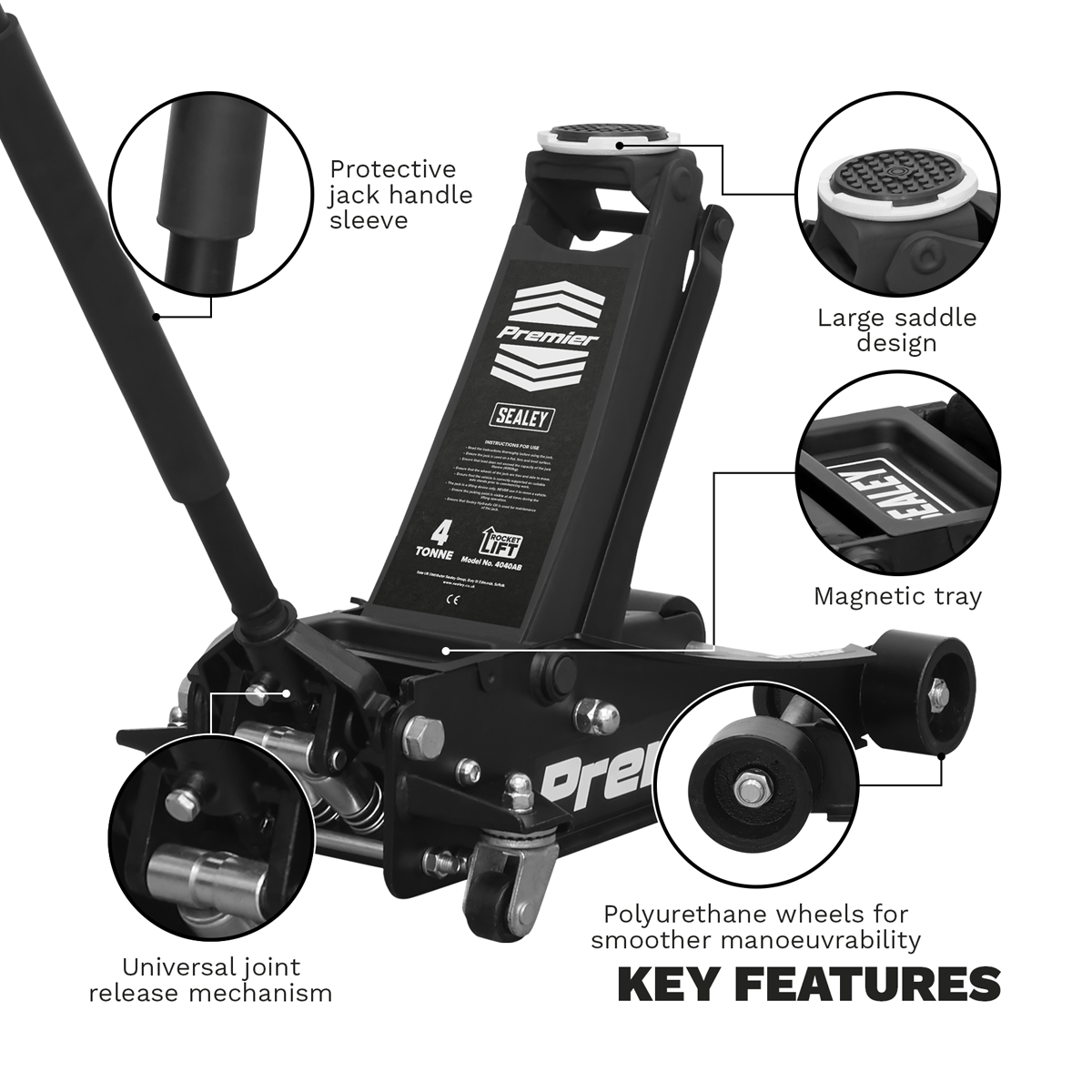 Premier Low Profile Trolley Jack with Rocket Lift 4 Tonne