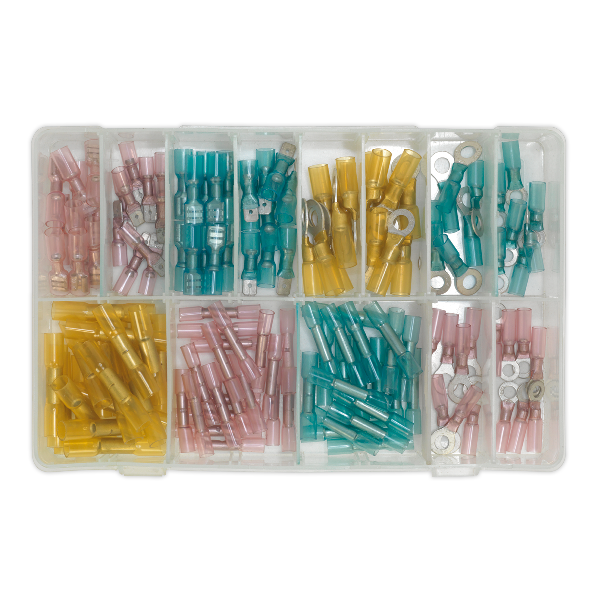 Adhesive Lined Heat Shrink Terminal Assortment 142pc - Blue, Red & Yellow