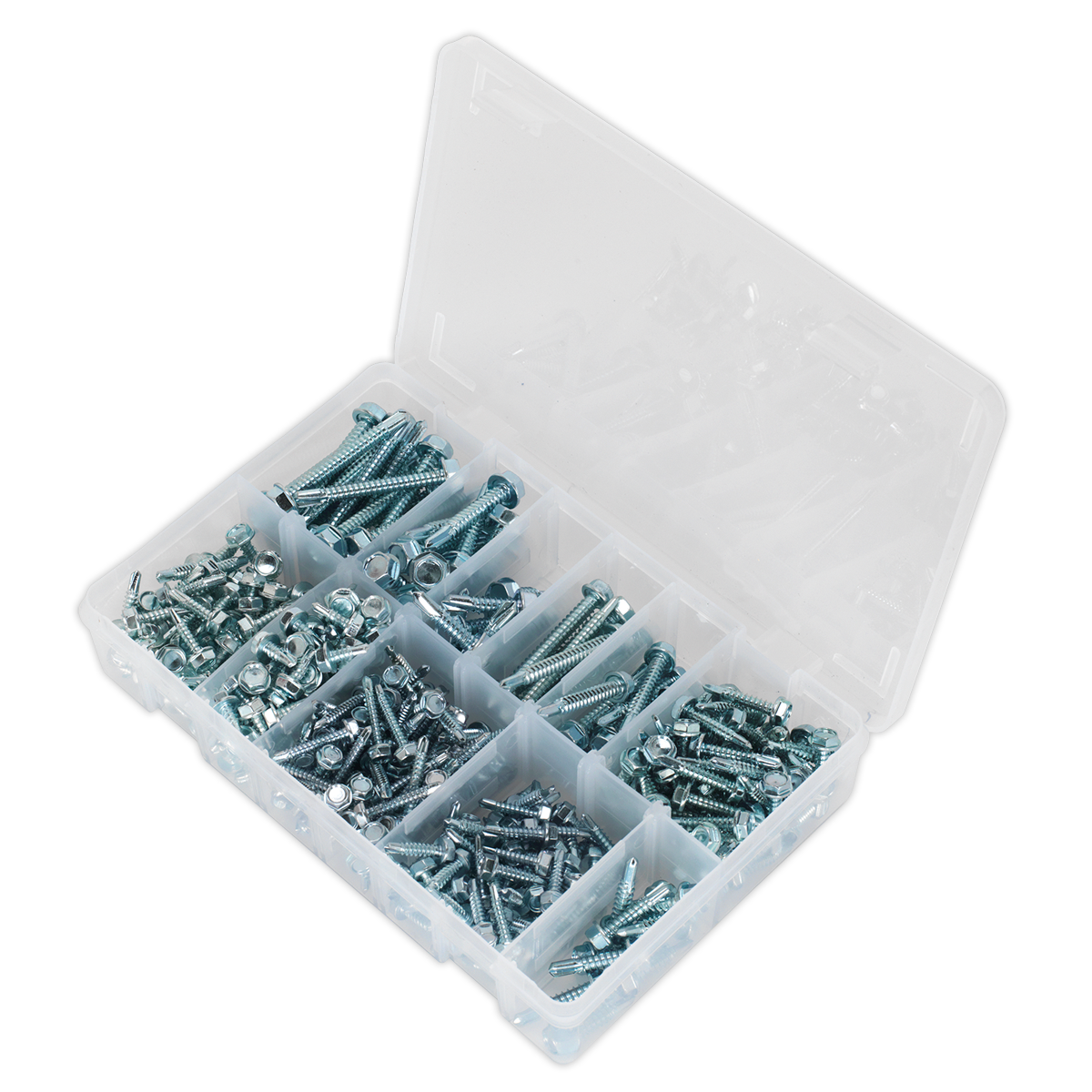 Zinc Plated Self-Drilling Screw Assortment Hex Head 410pc