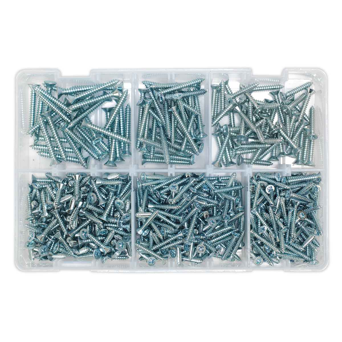 Zinc Plated Self-Tapping Countersunk Pozi Screw Assortment 510pc - DIN 7982