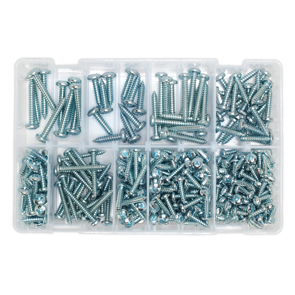 Zinc Plated Self-Tapping Pan Head Pozi Screw Assortment 305pc - DIN 798CZ
