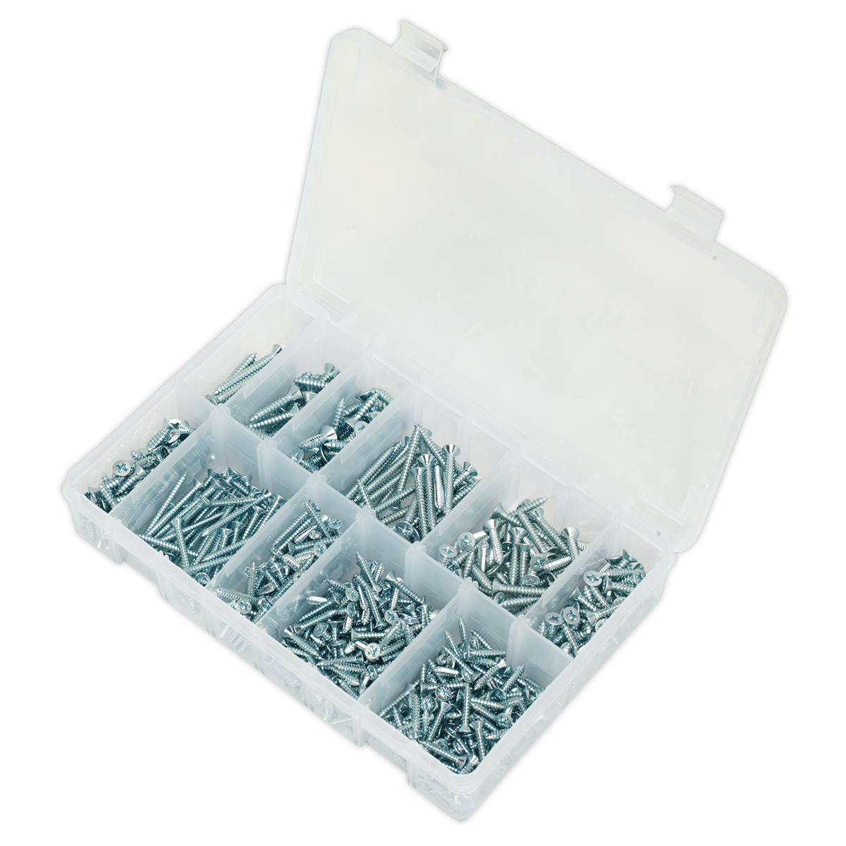 Zinc Plated Self-Tapping Countersunk Pozi Screw Assortment 600pc