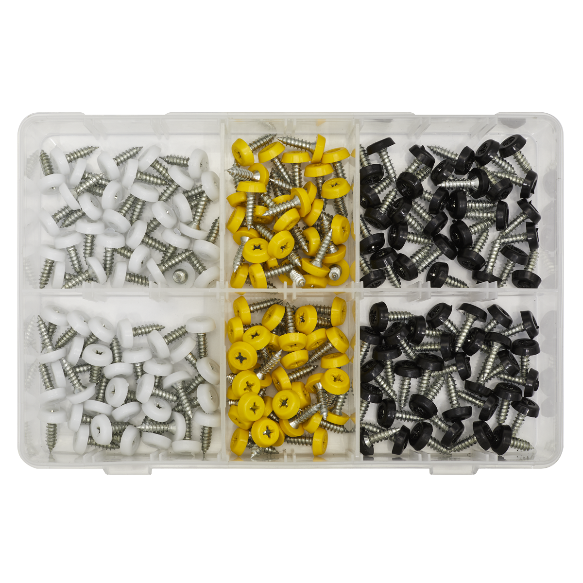 Numberplate Screw Assortment 4.8mm x 18mm 195pc - Plastic Enclosed Head