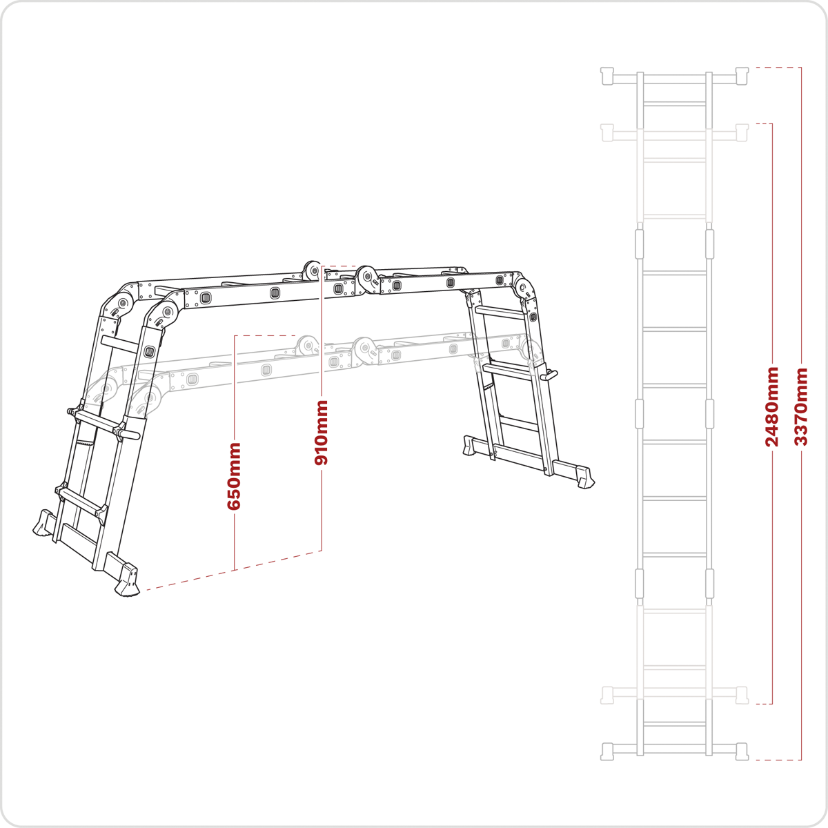 Aluminium Multipurpose Adjustable-Height Ladder - BS EN 131