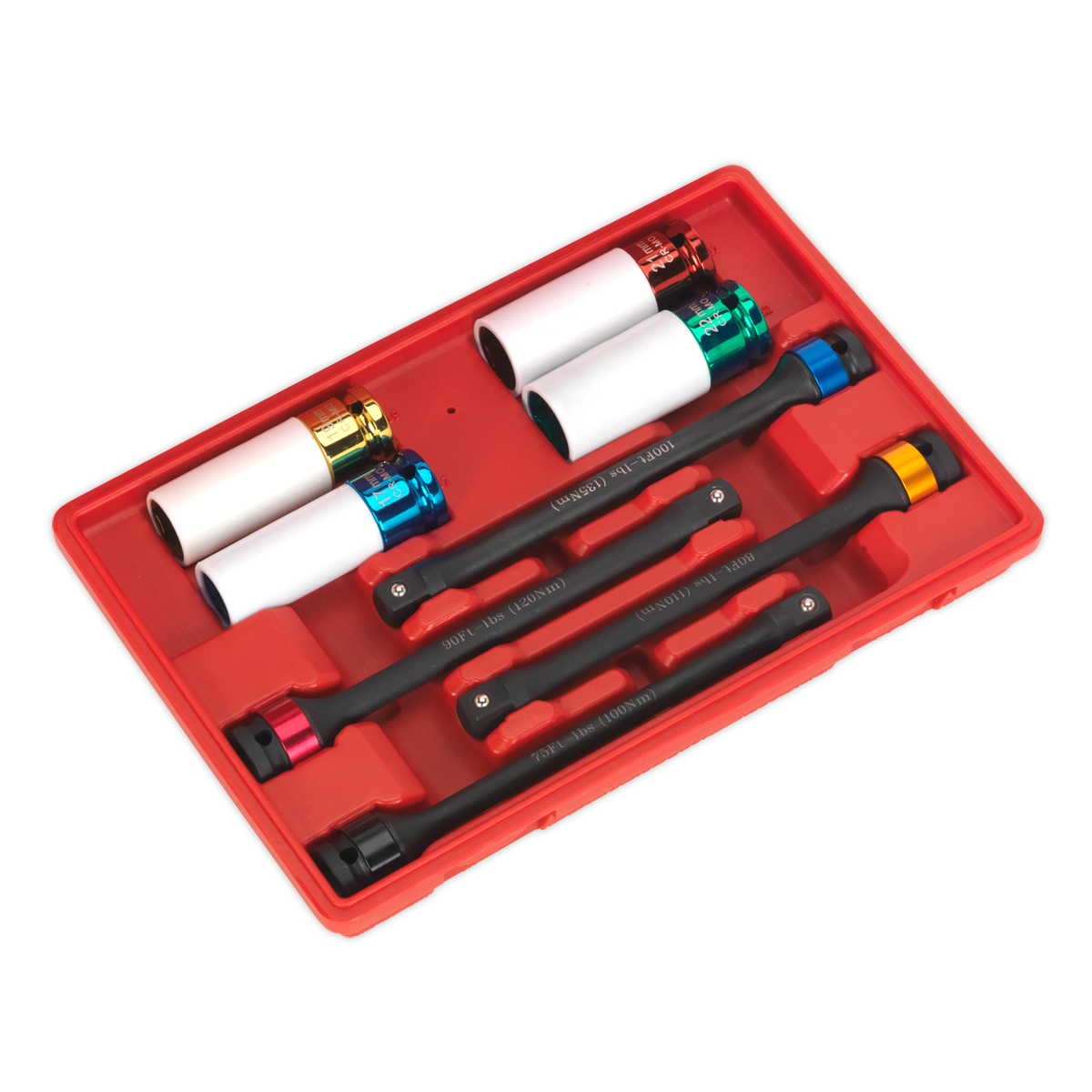 Torque Stick & Aluminium Wheel Impact Socket Set 1/2"Sq Drive 8pc