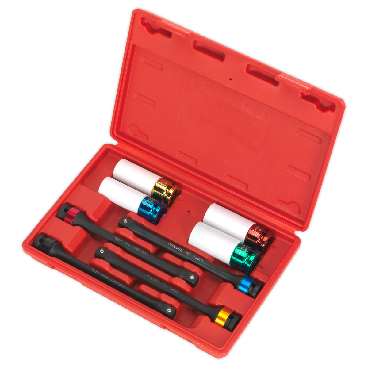 Torque Stick & Aluminium Wheel Impact Socket Set 1/2"Sq Drive 8pc