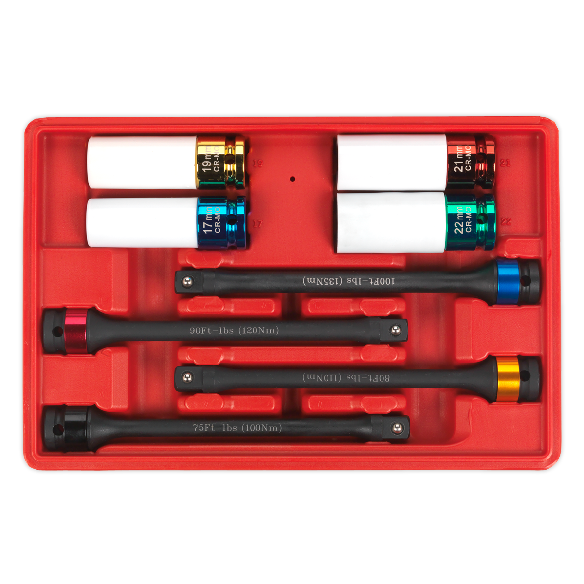 Torque Stick & Aluminium Wheel Impact Socket Set 1/2"Sq Drive 8pc