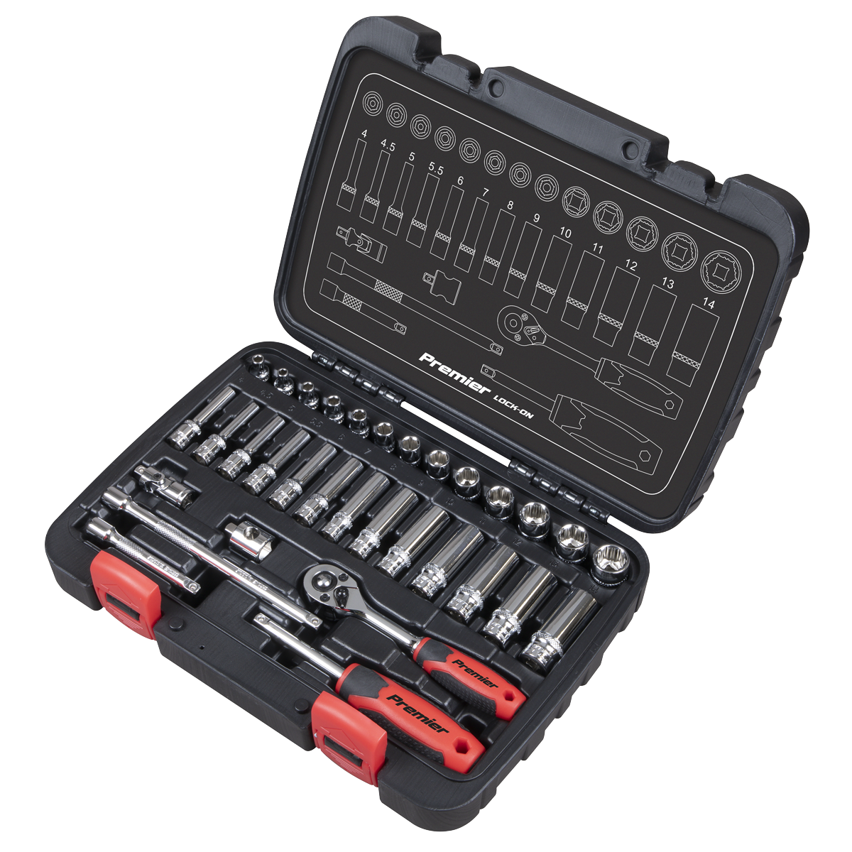 Lock-On™ Socket Set 1/4"Sq Drive 32pc