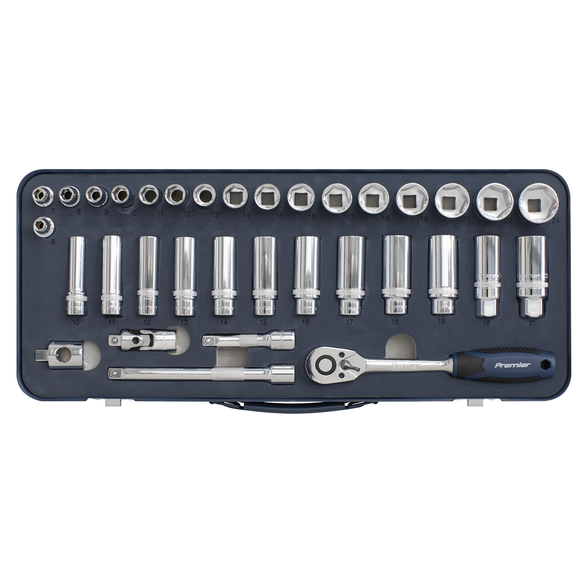 Premier Lock-On™ Socket Set 3/8"Sq Drive 34pc