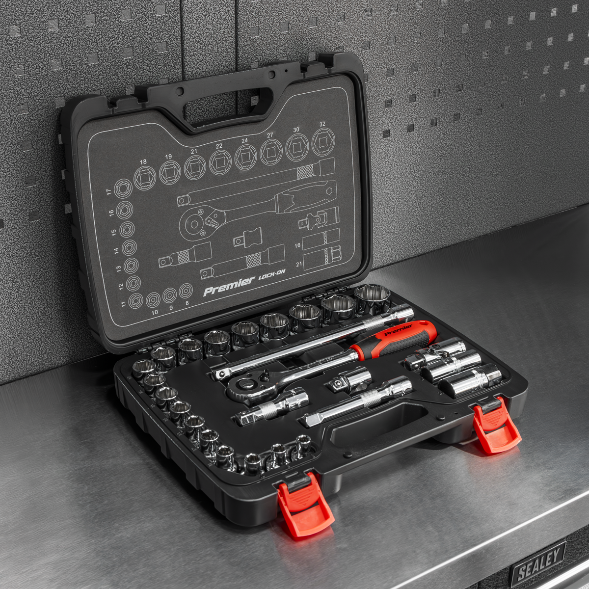 Premier Lock-On™ Socket Set 1/2"Sq Drive 26pc