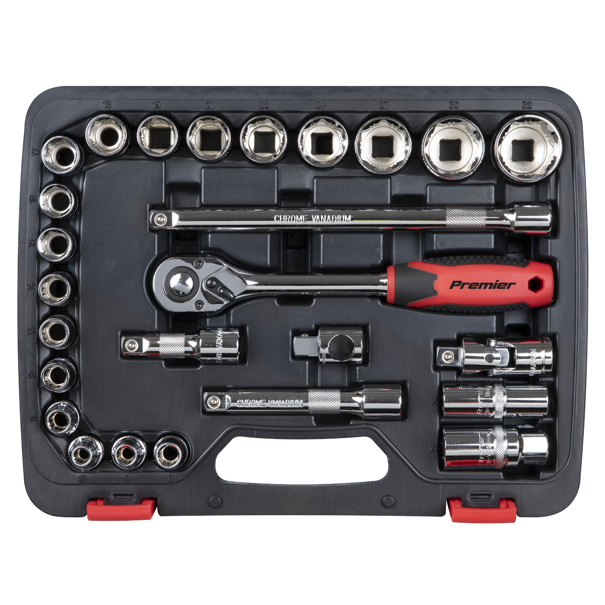 Premier Lock-On™ Socket Set 1/2"Sq Drive 26pc