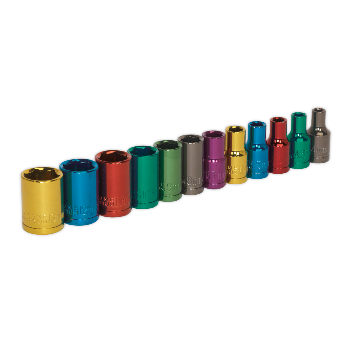 Premier Multi-Coloured Socket Set 1/4"Sq Drive 12pc