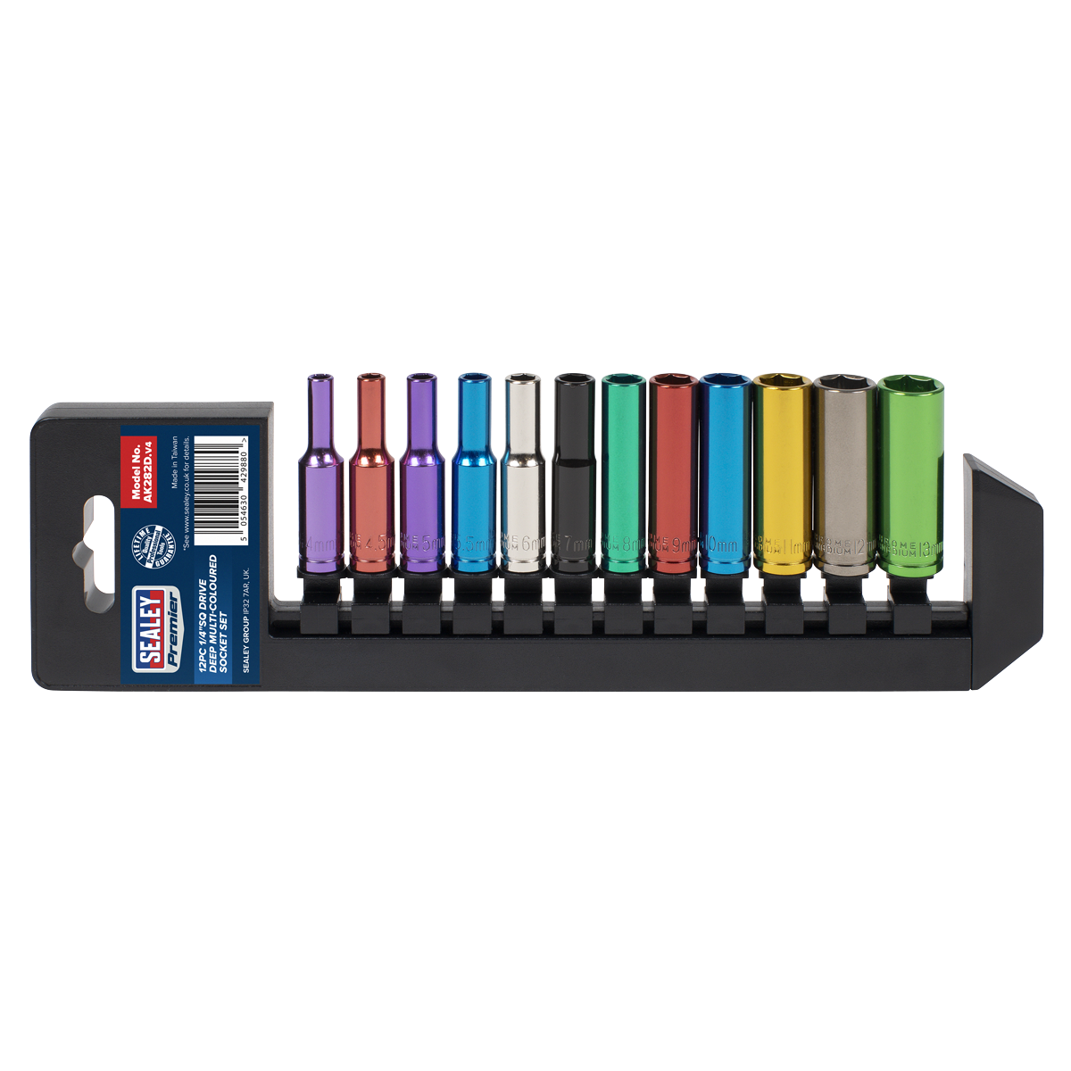 Premier Deep Multi-Coloured Socket Set 1/4"Sq Drive 12pc