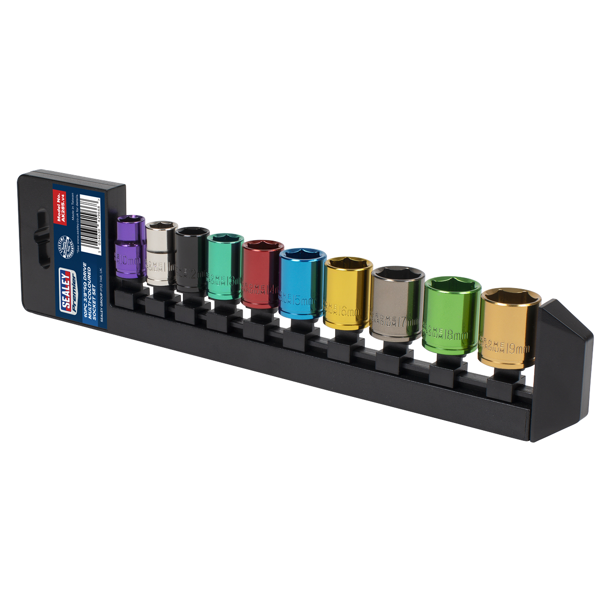 Premier Multi-Coloured Socket Set 3/8"Sq Drive 10pc