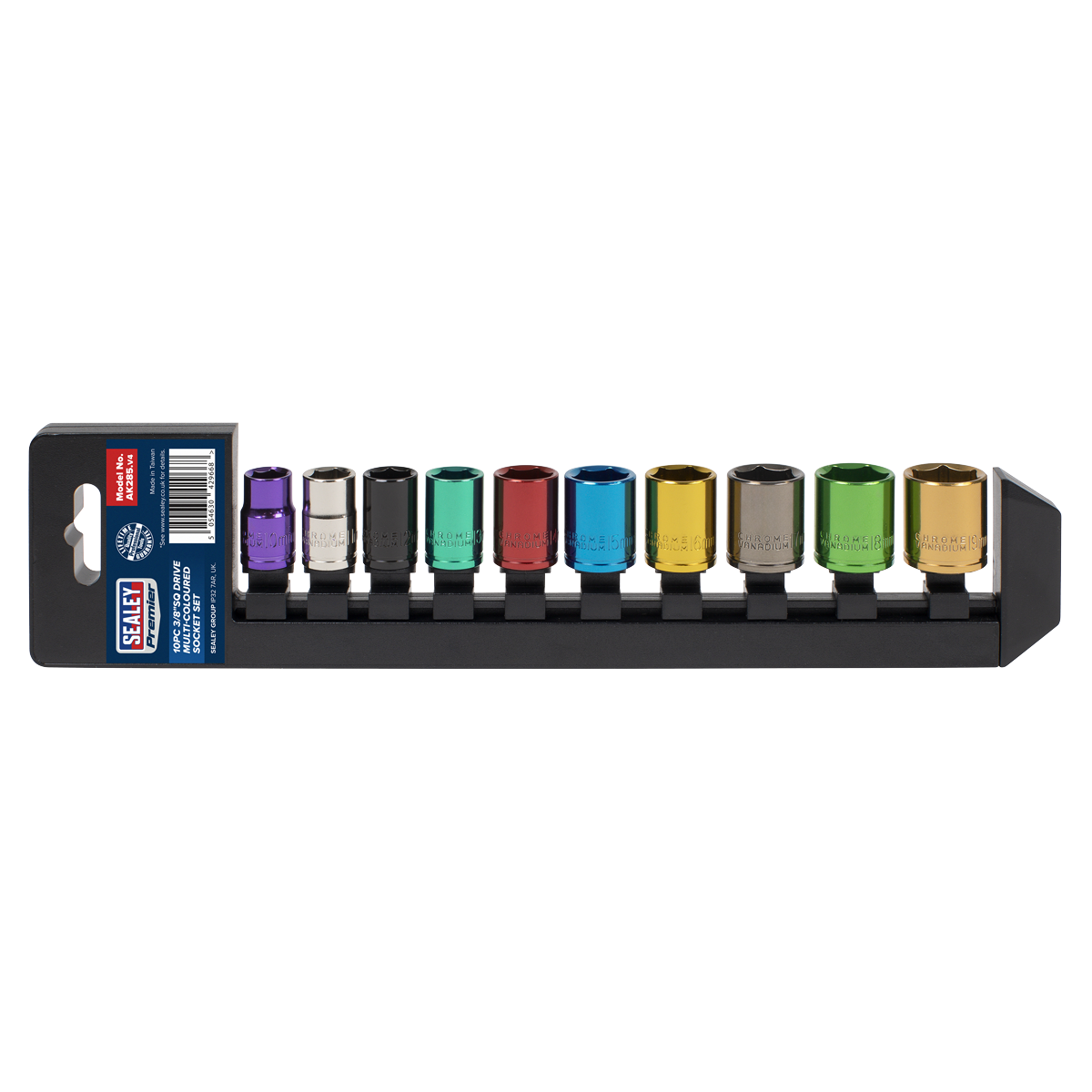 Premier Multi-Coloured Socket Set 3/8"Sq Drive 10pc