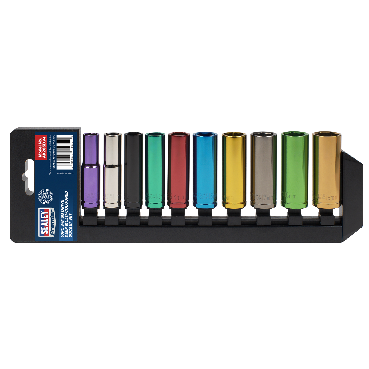 Premier Deep Multi-Coloured Socket Set 3/8"Sq Drive 10pc