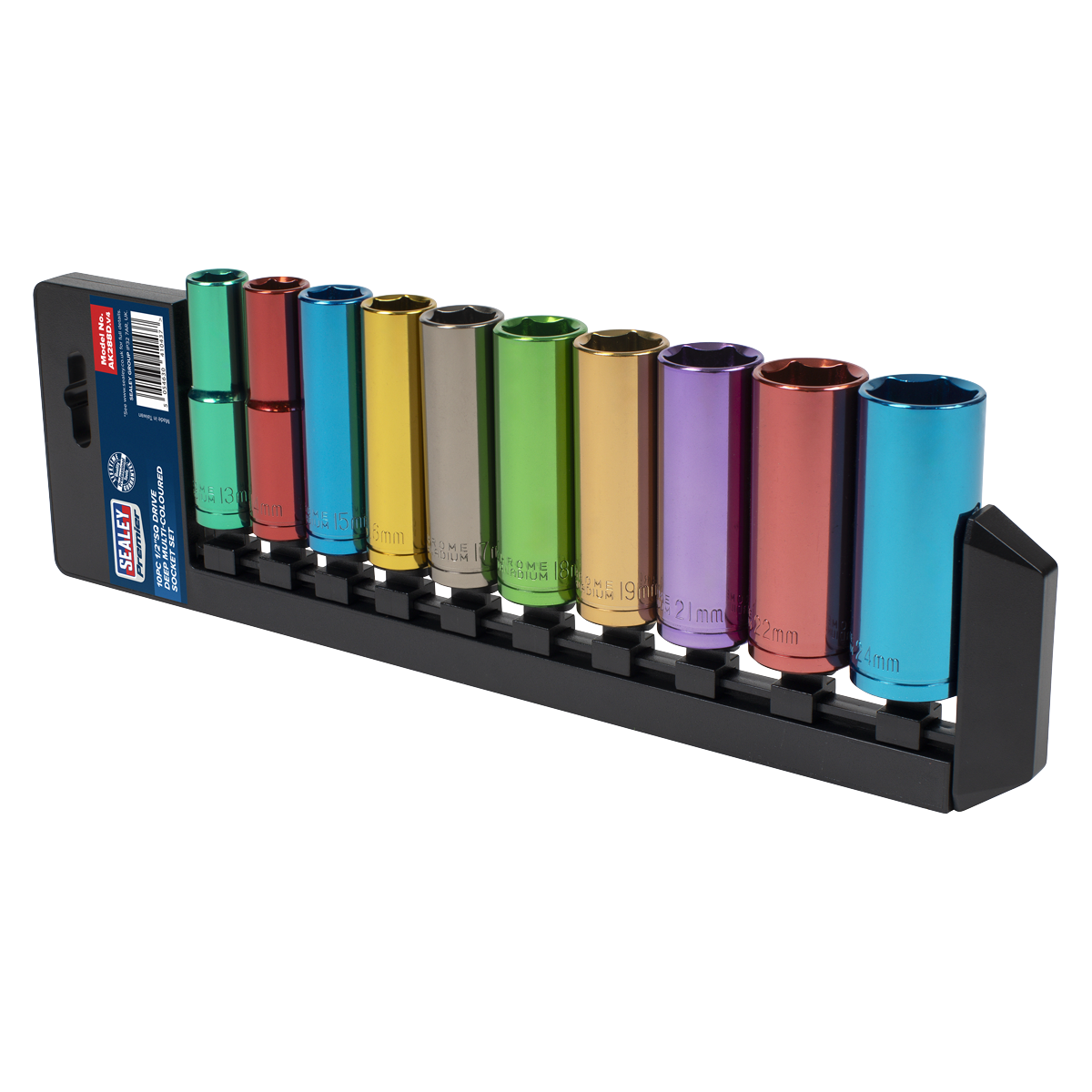Premier Deep Multi-Coloured Socket Set 1/2"Sq Drive 10pc