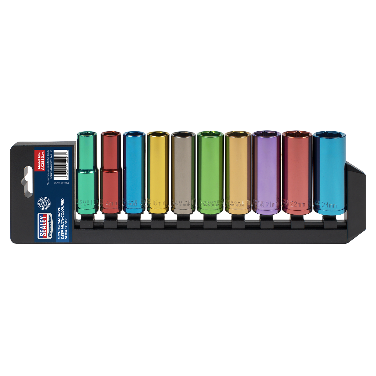 Premier Deep Multi-Coloured Socket Set 1/2"Sq Drive 10pc