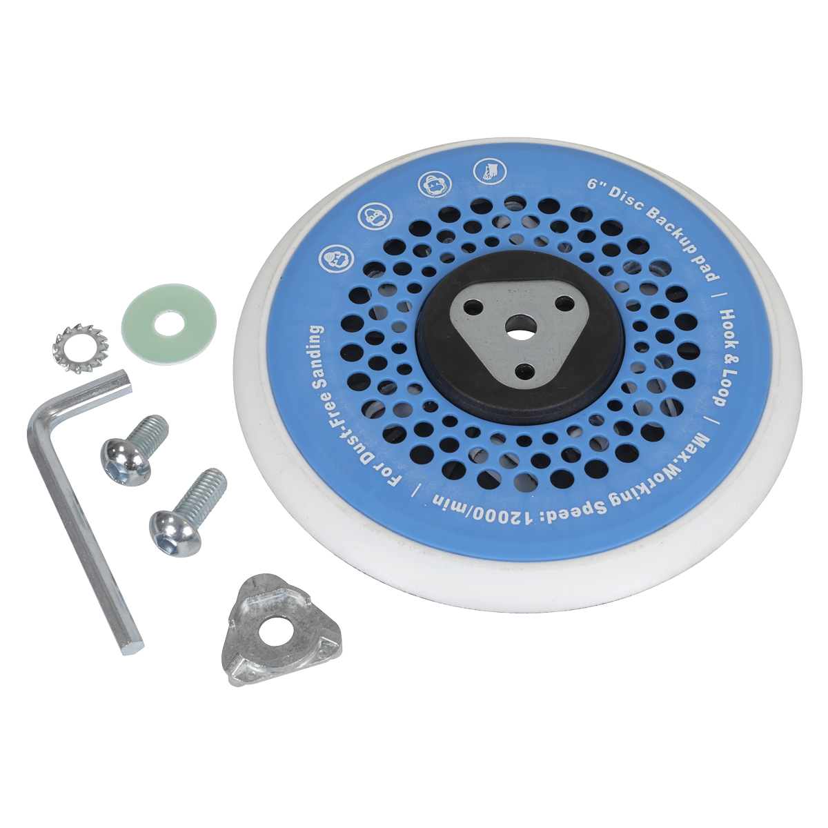 Universal Dust-Free Stick-On DA Backing Pad 150mm x 5/16"UNF & M8