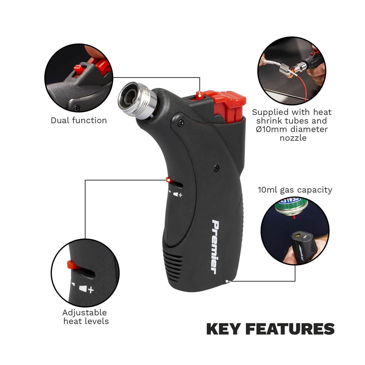 Premier Micro Butane Hot Air Blower/Heating Torch with Heat Shrink Tubing