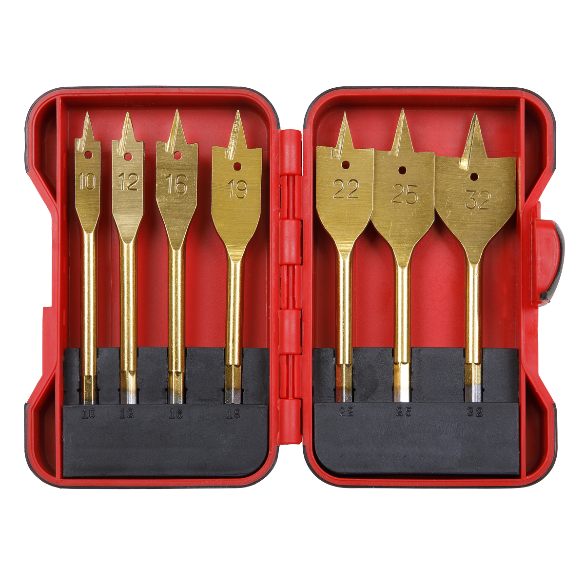 Titanium Coated Flat Wood Drill Bit Set 7pc
