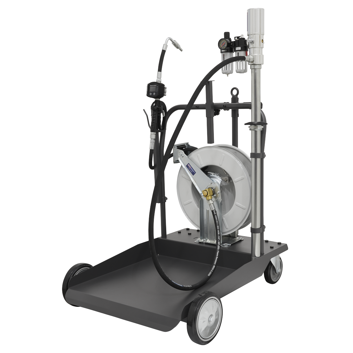 Air Operated Oil Dispensing System with 10m Retractable Hose Reel