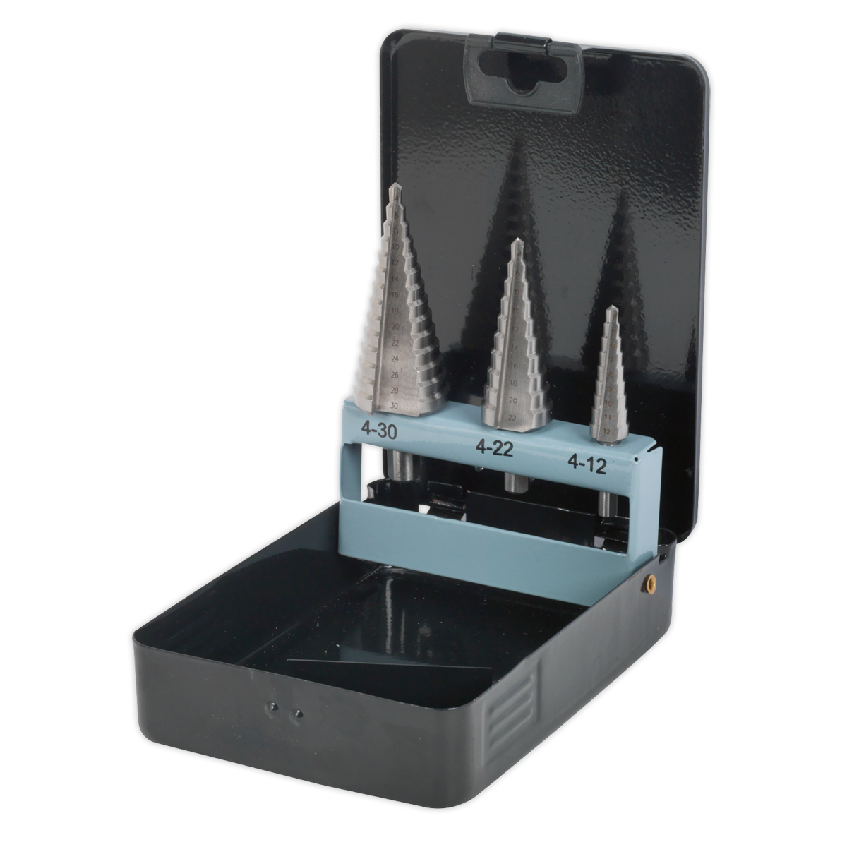 Double Flute HSS 4341 Step Drill Bit Set 3pc