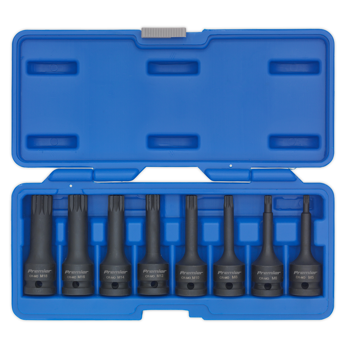Premier Spline Impact Socket Bit Set 1/2"Sq Drive 8pc