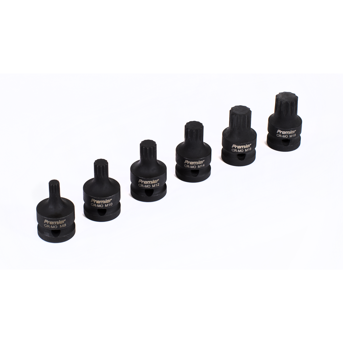 Premier Spline Impact Socket Bit Set 1/2"Sq Drive 6pc