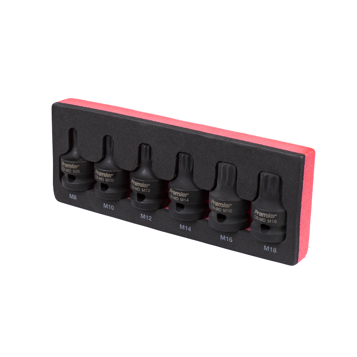 Premier Spline Impact Socket Bit Set 1/2"Sq Drive 6pc