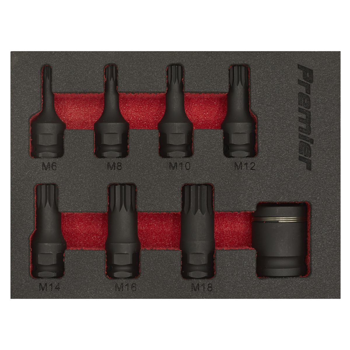 Premier Spline Impact Socket Bit Set 3/8"Sq Drive 8pc