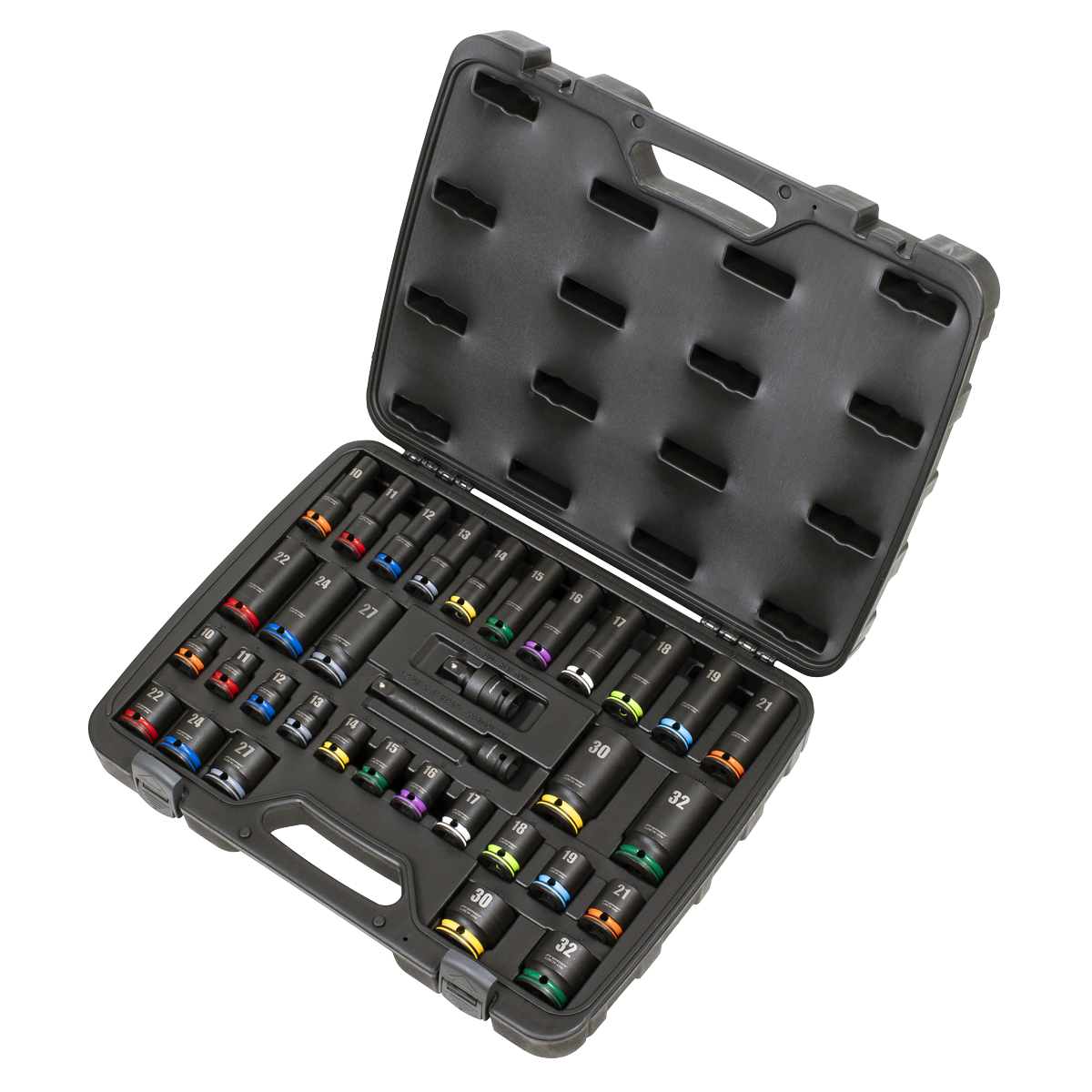Lock-On™ Standard & Deep Impact Socket Set 34pc 1/2"Sq Drive 6pt Metric