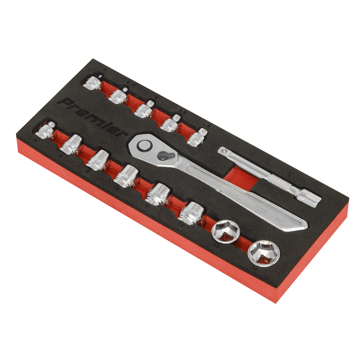 Premier Platinum Low Profile Socket Set 1/4"Sq Drive 15pc