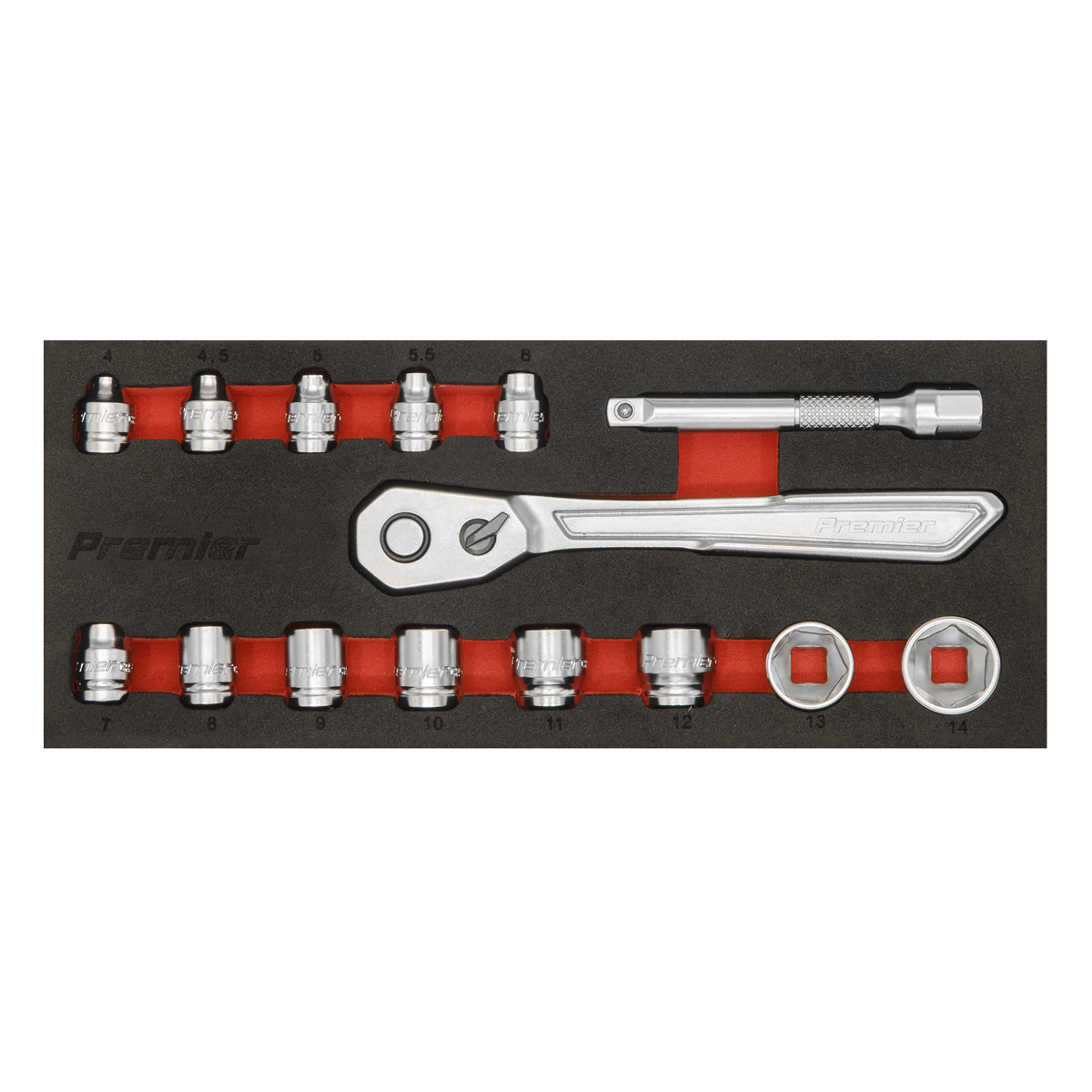 Premier Platinum Low Profile Socket Set 1/4"Sq Drive 15pc