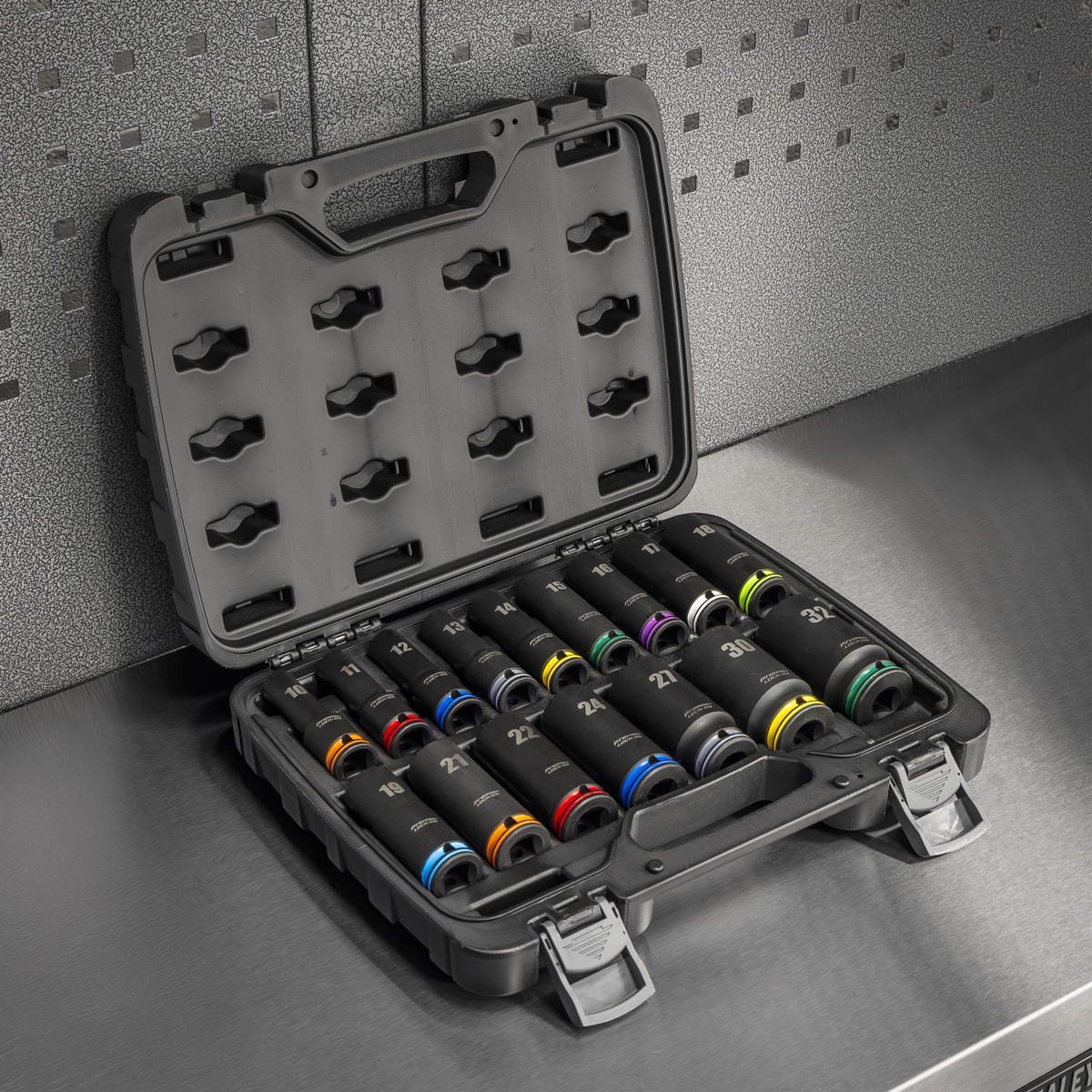 Lock-On™ Deep Impact Socket Set 1/2"Sq Drive 16pc