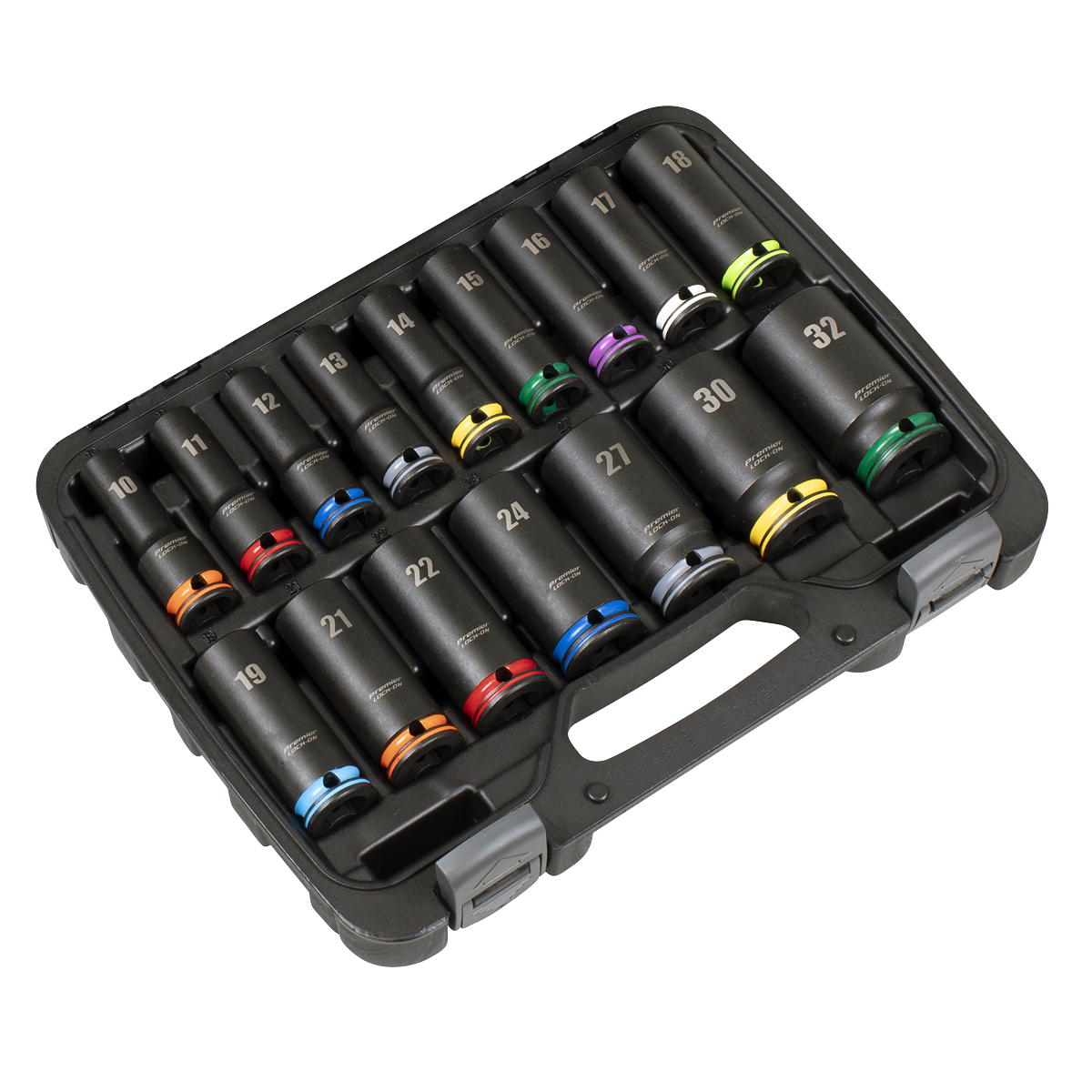 Lock-On™ Deep Impact Socket Set 1/2"Sq Drive 16pc