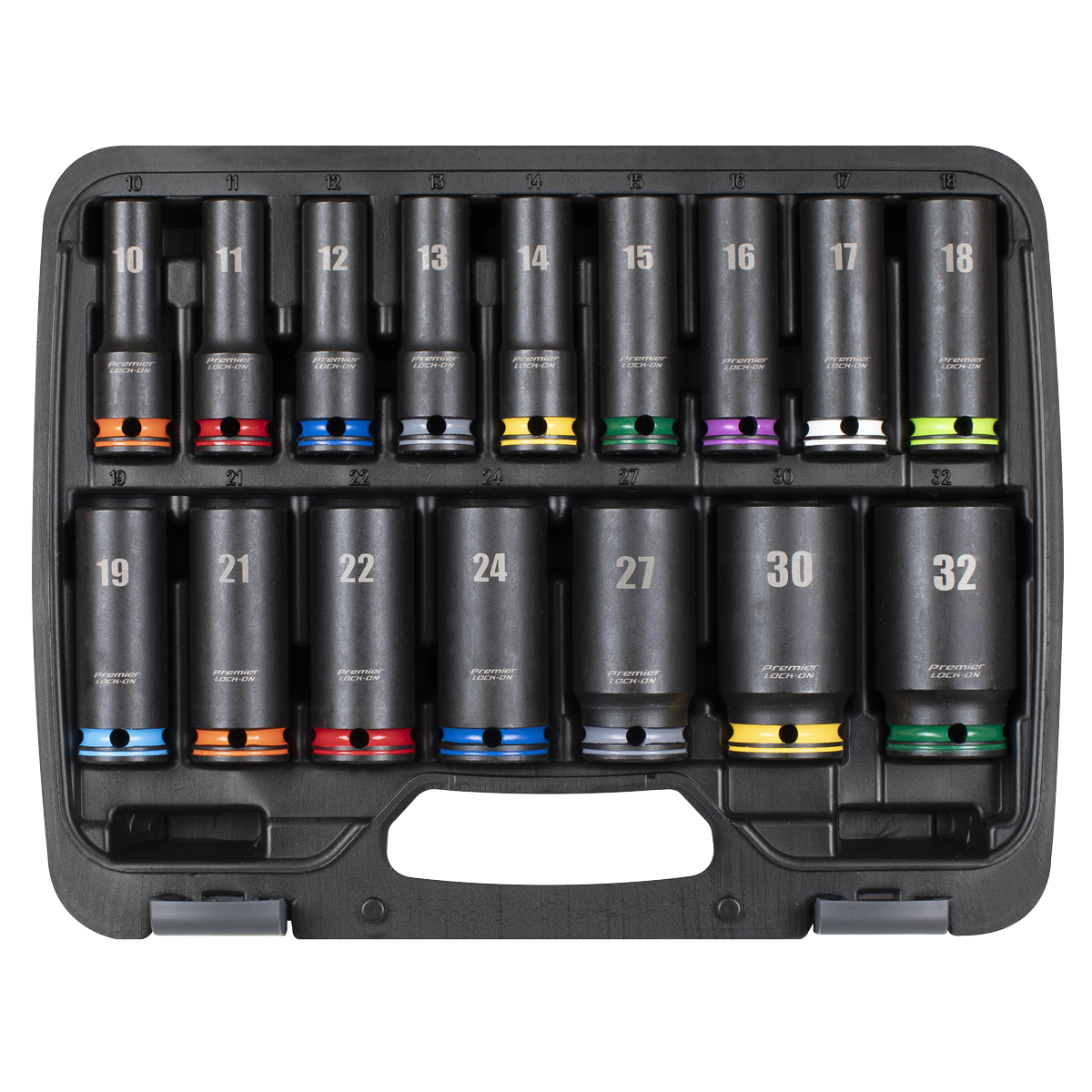 Lock-On™ Deep Impact Socket Set 1/2"Sq Drive 16pc