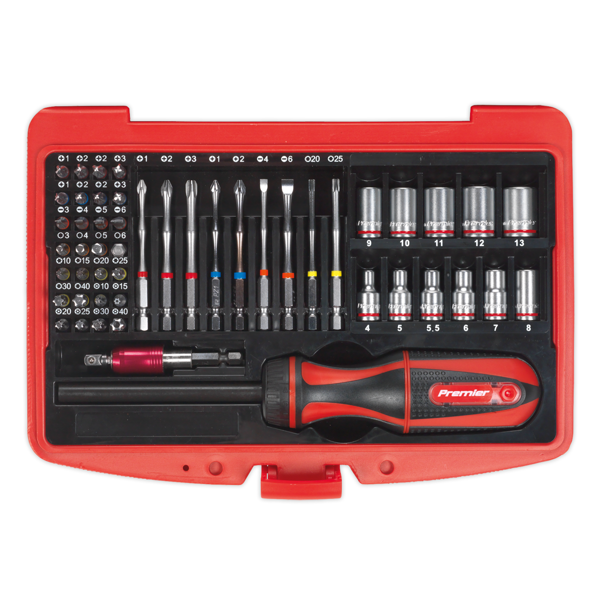Premier Fine Tooth Ratchet Screwdriver & Accessory Set 51pc
