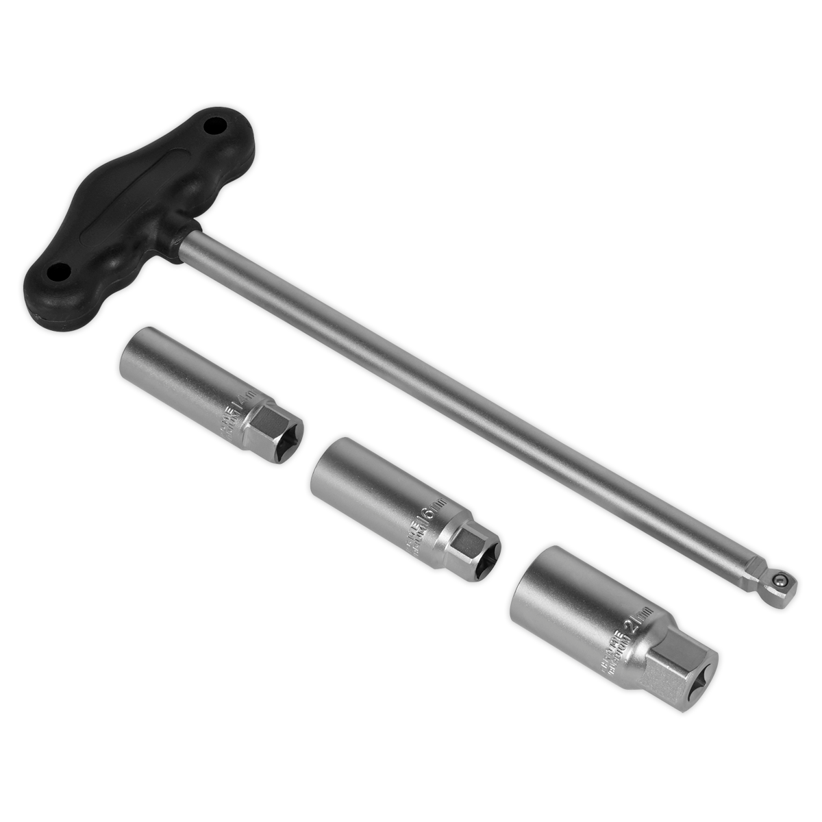 T-Bar & Rubber Insert Spark Plug Socket Set 3/8"Sq Drive 4pc
