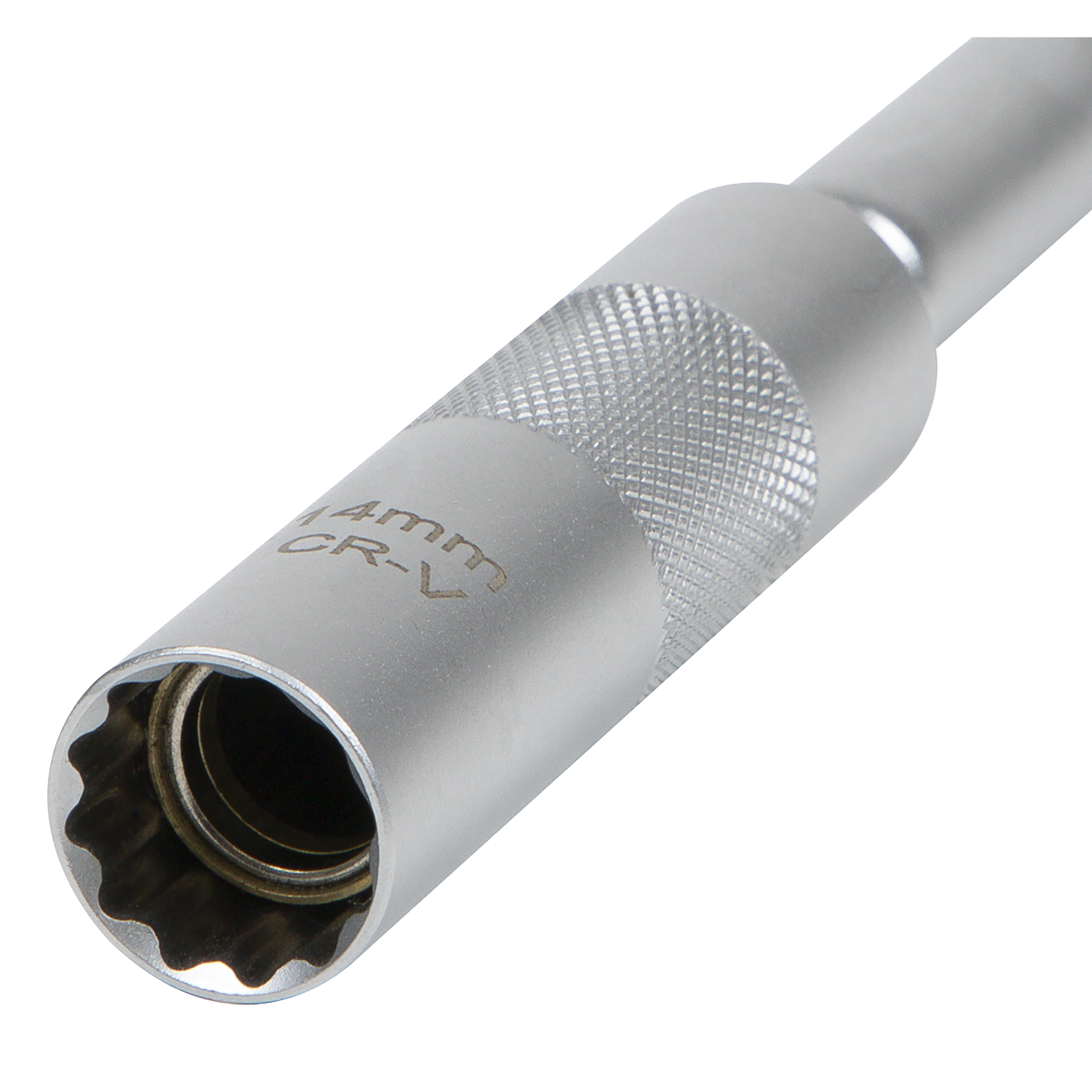 Spark Plug Socket with Universal Joint & Extension 3/8"Sq Drive 12-Point 14mm