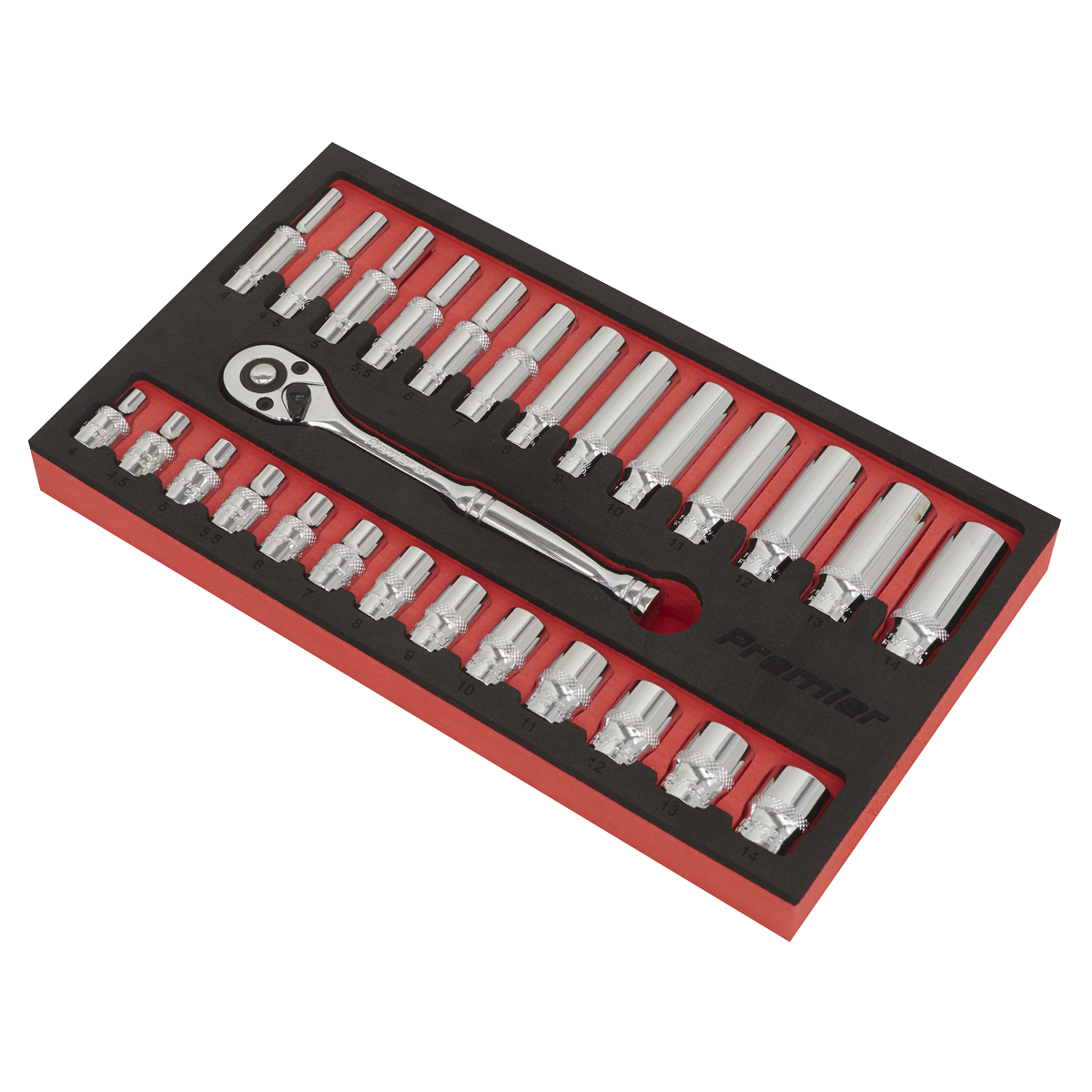 Premier Ratchet Wrench & Socket Set 1/4"Sq Drive 27pc