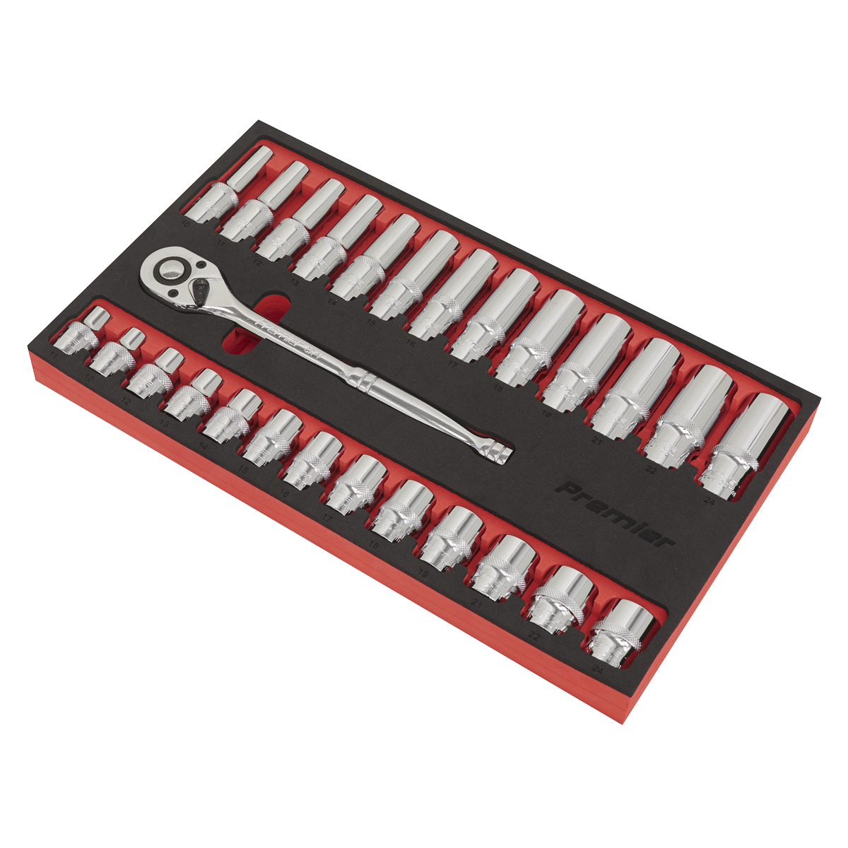 Premier Ratchet Wrench & Socket Set 1/2"Sq Drive 27pc