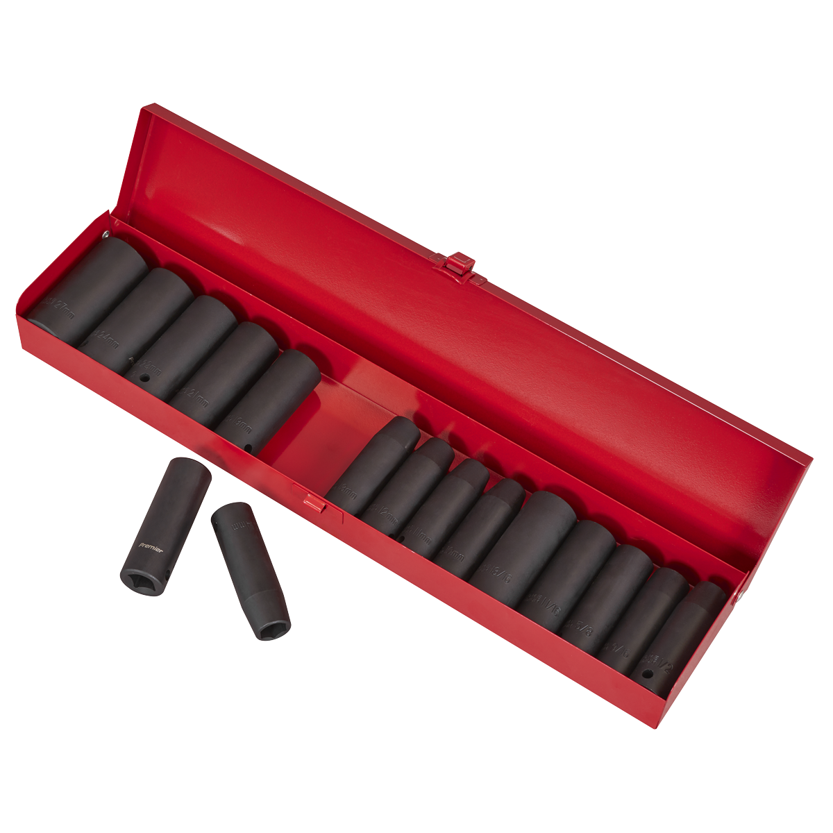 Premier Metric/Imperial Deep Impact Socket Set 1/2"Sq Drive 16pc