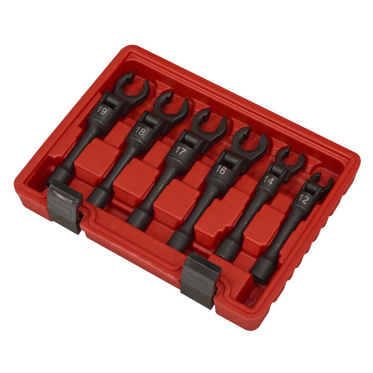 Flexi-Head Flare Nut Diesel Injection Wrench Set 6pc 3/8"Sq Drive