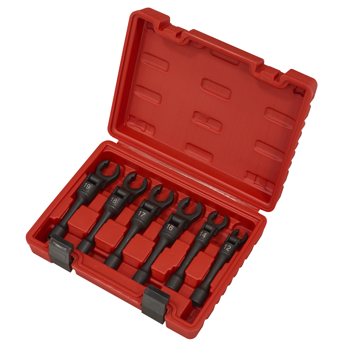 Flexi-Head Flare Nut Diesel Injection Wrench Set 6pc 3/8"Sq Drive