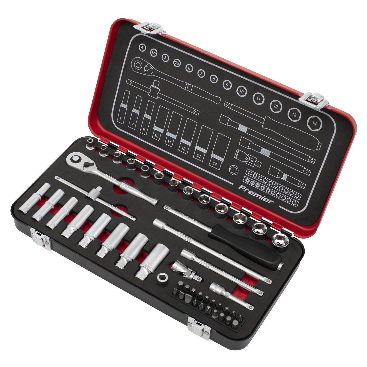 Premier Platinum Socket Set 1/4"Sq Drive 49pc
